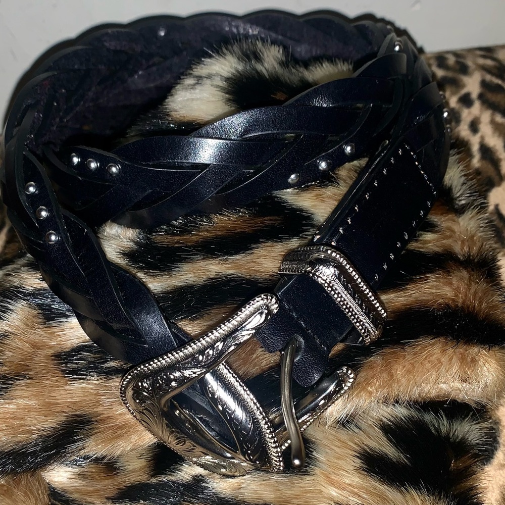 🔥 Rebecca Minkoff Black Whipstitch Cowgirl Leather Belt🔥#RM07